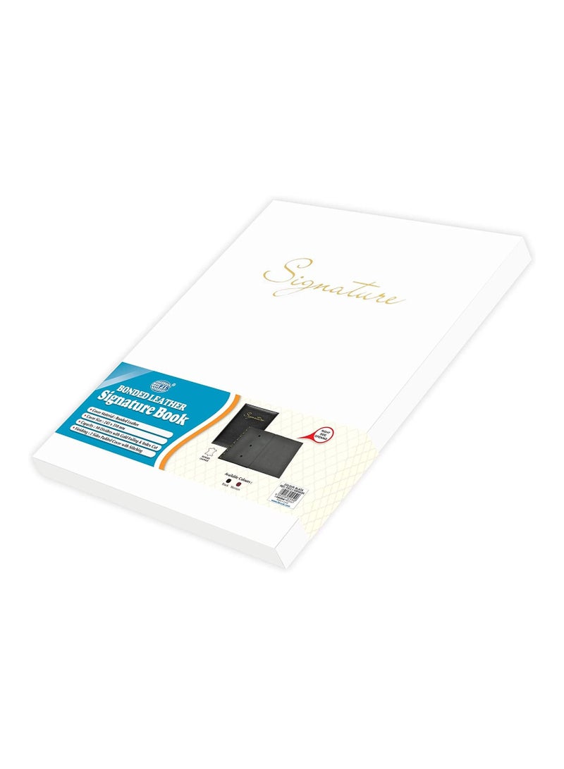 FIS Arabic Open Signature Book 10-Divisions Bonded Leather, Black - FSCL1-10BNABK - Image 3