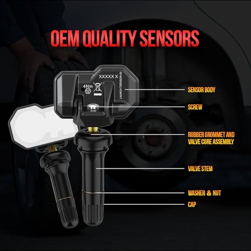 Launch حساس TPMS من LAUNCH، 2 في 1 بتردد مزدوج 315 ميجاهرتز و 433 ميجاهرتز، حساس RF قابل للبرمجة عالميًا، مناسب لنظام مراقبة ضغط الإطارات، برمجة غير محدودة في حساس واحد، مطاطي - Image 5