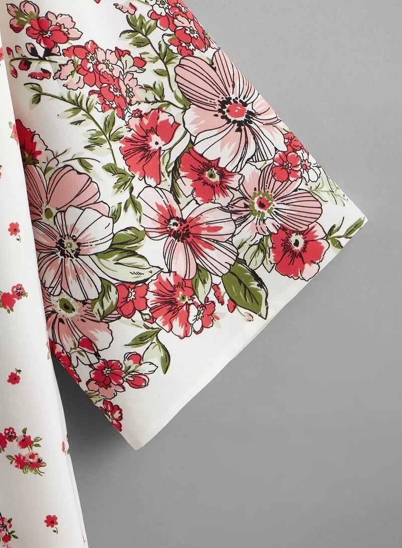 Plus Floral Print Open Front Kimono - Image 3