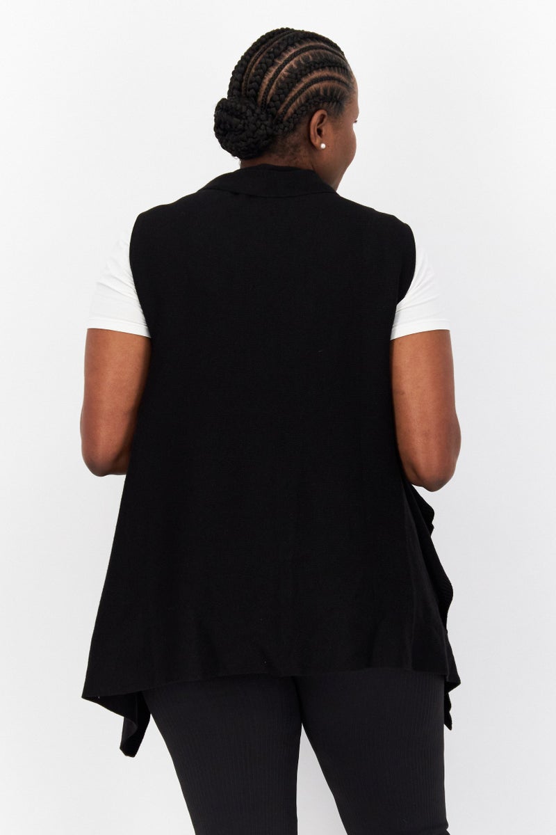 s.Oliver Women Sleeveless Open Front Ribbed Cardigan, Black - Image 3