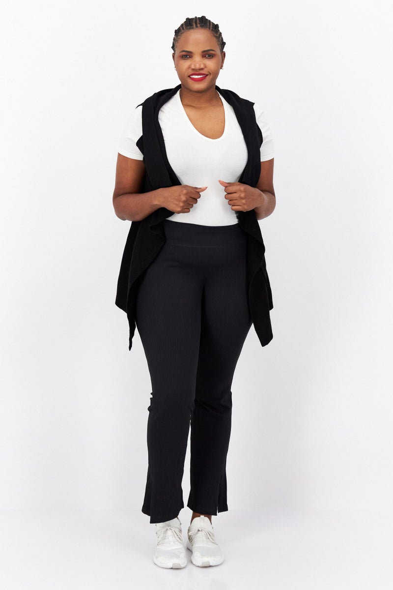 s.Oliver Women Sleeveless Open Front Ribbed Cardigan, Black - Image 2