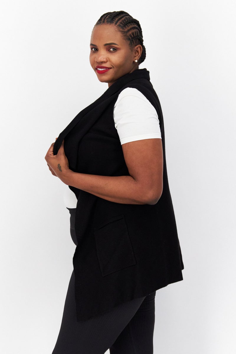 s.Oliver Women Sleeveless Open Front Ribbed Cardigan, Black - Image 4