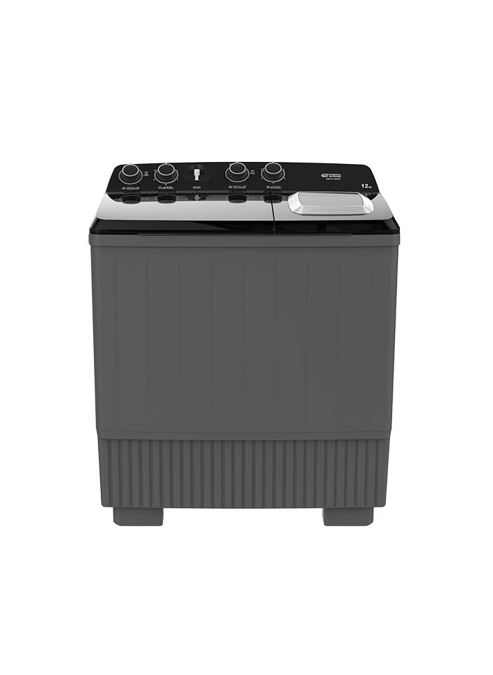 GENERAL SUPREME General Supreme Washing Machine Semi Automatic Twin Tub 12 KG Black/Grey, GSTT12XTB 