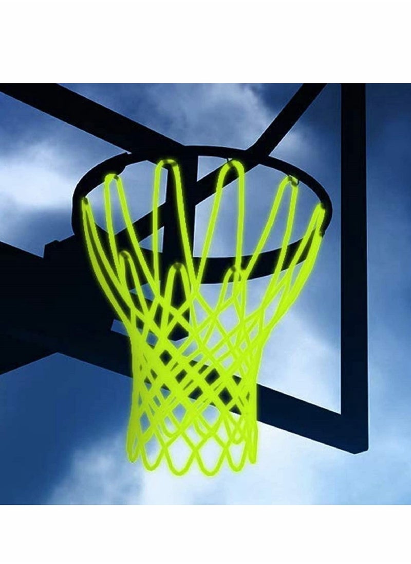 SYOSI Outdoor Glow in The Dark Basketball Heavy Duty Basketball Net Replacement All Weather Anti Whip 12 Loops Standard Size Night Basketball Sports Gift for Pool Sports School  - Image 1