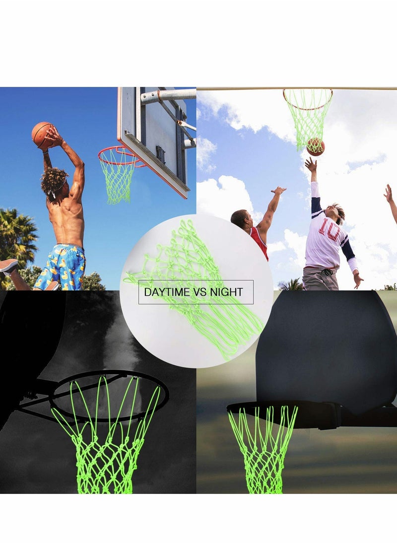 SYOSI Outdoor Glow in The Dark Basketball Heavy Duty Basketball Net Replacement All Weather Anti Whip 12 Loops Standard Size Night Basketball Sports Gift for Pool Sports School  - Image 2