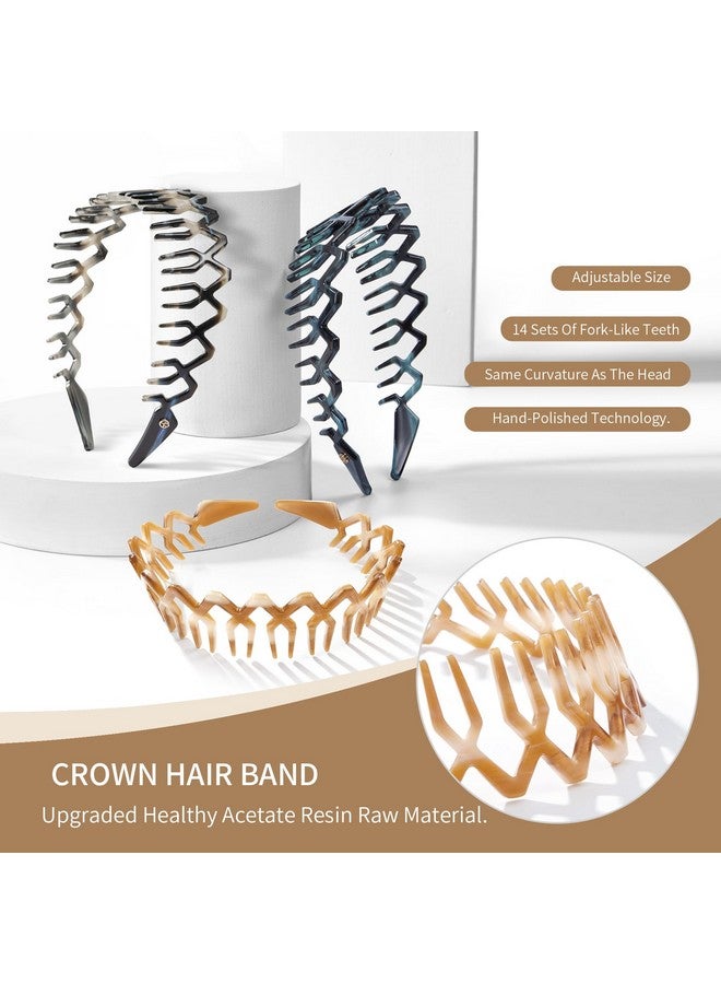 EVITA PERONI Comb Headband For Women And Girls Zig Zag Headband With Teeth Nonslip Upgrade Resin Fashion Headband For Sports Workout Yoga And Washing Face - Image 3