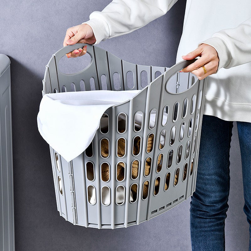 Folding Laundry Basket with Handle, Collapsible and Wall-Mountable - Image 2