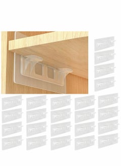 SYOSI Punch Free Shelf Support Pegs, 24 Pcs Clear Self Cabinet Adhesive Shelves Clips, Strong Shelves Support Holder Pin for Closet, Brackets, Clapboard Layer  - Image 1