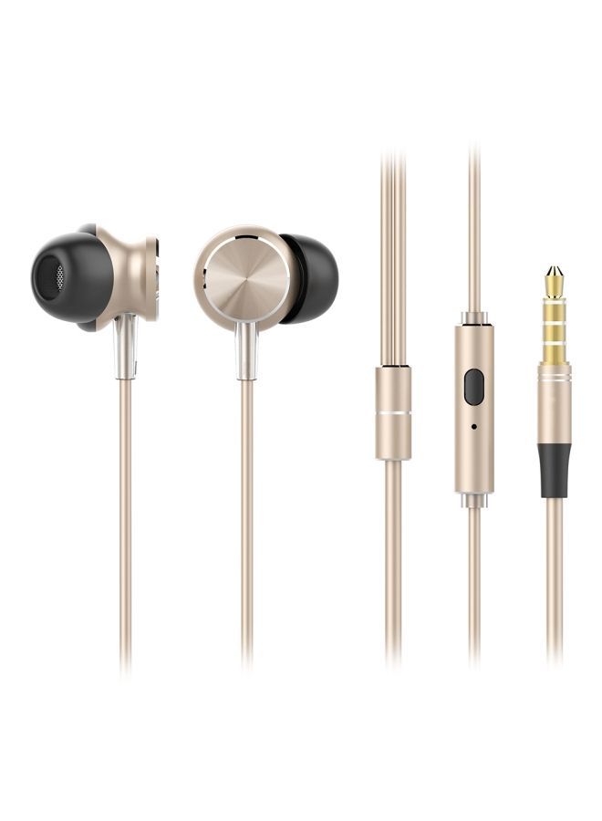 NIBEMINENT GT500 Wired In-Ear Earphones With Mic Gold - Image 1