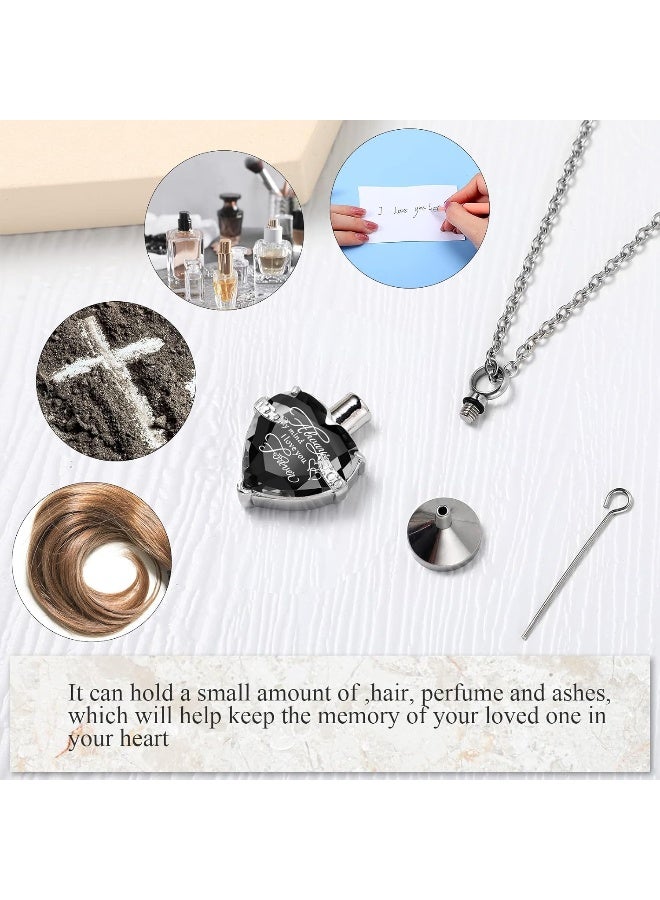 Mtlee 3 Pieces Cremation Urn Necklace for Ashes Keepsake Cremation Jewelry Vertical Bar Zircon Crystal Urn Necklace Urn Stainless Steel Memorial Pendant for Women Men Loved Ones - Image 3