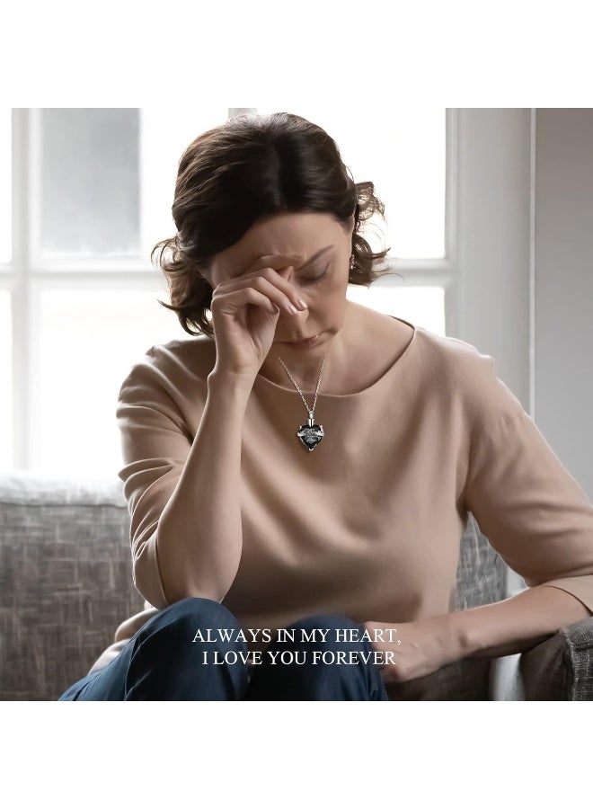 Mtlee 3 Pieces Cremation Urn Necklace for Ashes Keepsake Cremation Jewelry Vertical Bar Zircon Crystal Urn Necklace Urn Stainless Steel Memorial Pendant for Women Men Loved Ones - Image 4