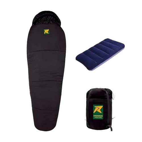 Rocksport Extra Warmth Sleeping Bag for Adults (-7°C to +3°C) | Heavy-Duty, Waterproof & Compact Winter Sleeping Bag for Men & Women | Thick Fleece-Lined Camping & Trekking Sleep Bag (Black) - Image 1