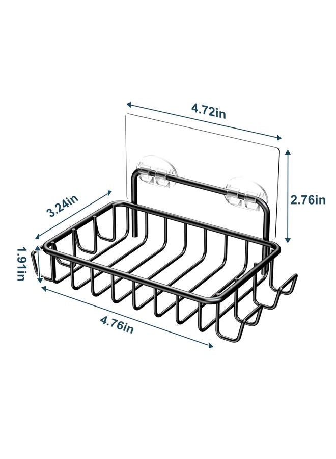 Nieifi Soap Dish,Bar Soap Holder for Shower Wall with 4 Hooks Stainless Steel Adhesive Soap Dish for Bathroom Shower Razor Holder (Black) - Image 5