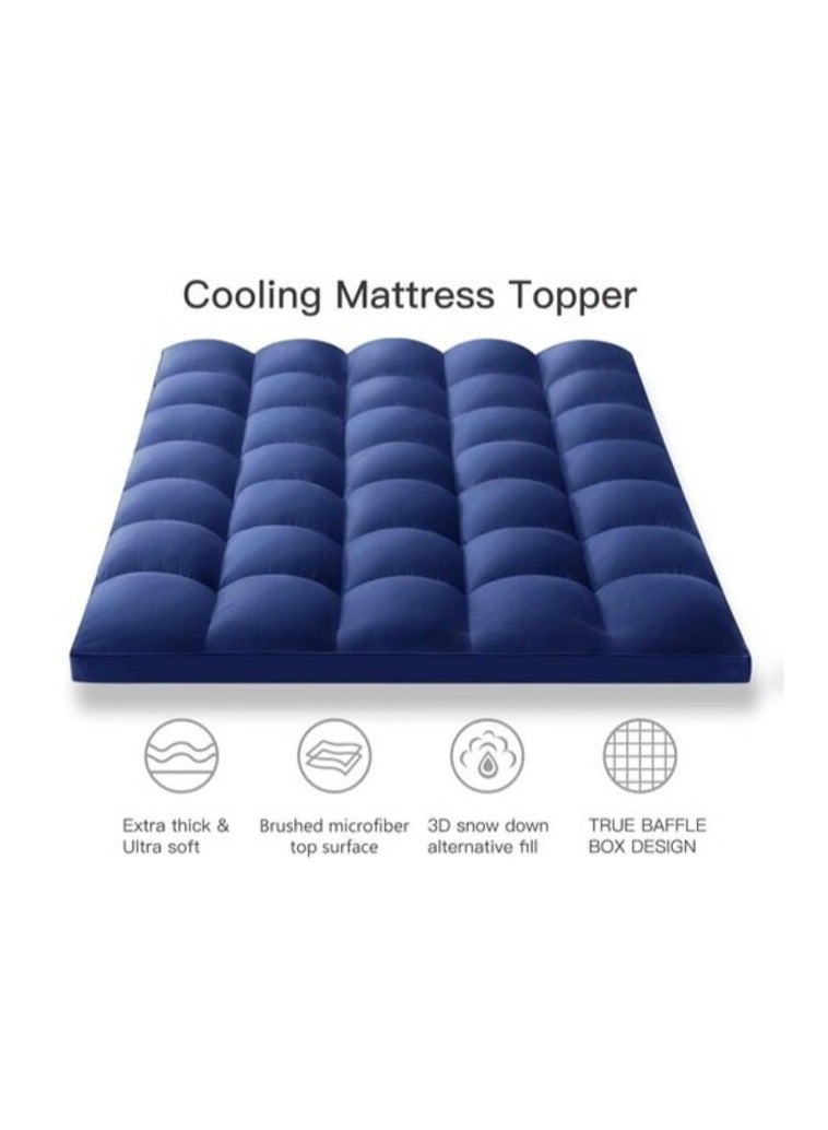 DEEP SLEEP Every Night Deep Sleep Mattress Topper Soft Comfort White 500 GSM (Dark Blue, Double Size -W120 X L200 Cm) - Image 2