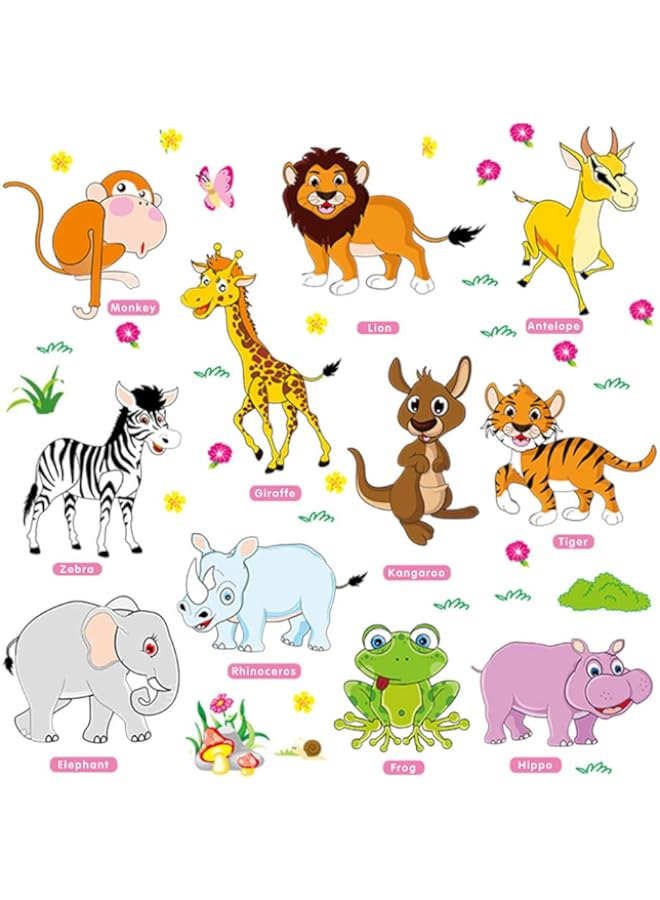 Raxoom BPA Animal Wall Sticker Cartoon DIY Art Decal Self-Adhesive Wallpaper Mural Decorate for Living Room TV Sofa Background Bedroom Kids Room Nursery (Style 14) - Image 1