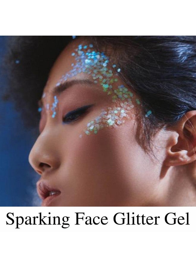بامينفي جل لامع للوجه الأبيض، إكسسوارات ماردي جراس سينجر للحفلات الموسيقية والمهرجانات، لمعان جسم حورية البحر، مكياج لامع للوجه وترتر شعر الهالوين الكرنفال، مكتنزة متلألئة للنساء، 50 مل - Image 2