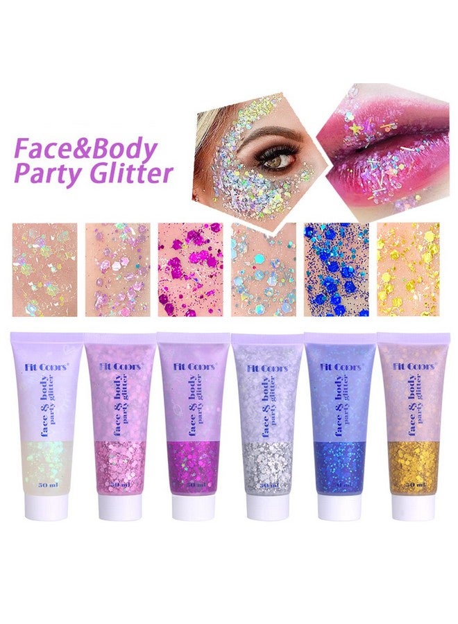 بامينفي جل لامع للوجه الأبيض، إكسسوارات ماردي جراس سينجر للحفلات الموسيقية والمهرجانات، لمعان جسم حورية البحر، مكياج لامع للوجه وترتر شعر الهالوين الكرنفال، مكتنزة متلألئة للنساء، 50 مل - Image 4