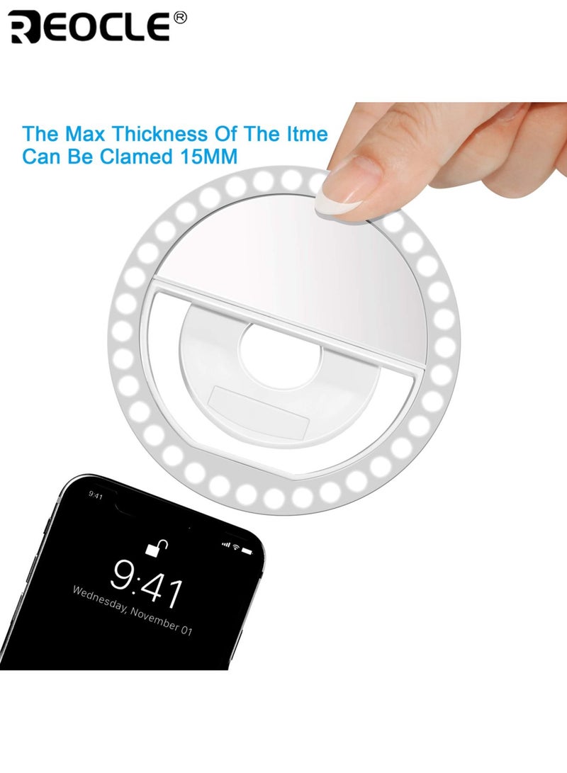 REOCLE Rechargeable LED Ring Light with 3 Level Brightness Adjustment and Stable Lighting Portable Camera Light with Long Lasting Battery for Smartphone Live Streaming Makeup - Image 4