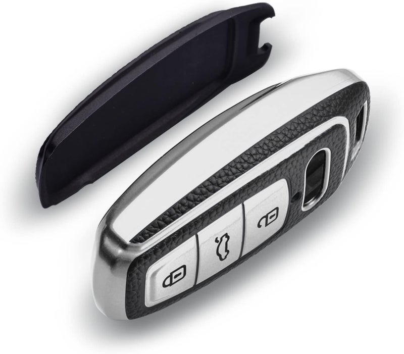 ELOHEI Audi Key Fob Cover - Soft TPU Key Case Protector for A6L A6 A7 A8 Q7 Q8 E-Tron 2018-2022 (Leather Texture Silver) - Image 5