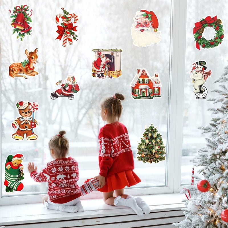 K1tpde 12PCS Vintage Christmas Cutout Home Decorations, Santa Claus Snowman Cardboard Decor, Large Size Xmas Cutout Cardstock, Retro Christmas Cut-Outs Cardboard, Winter Holiday Party Decorations - Image 5