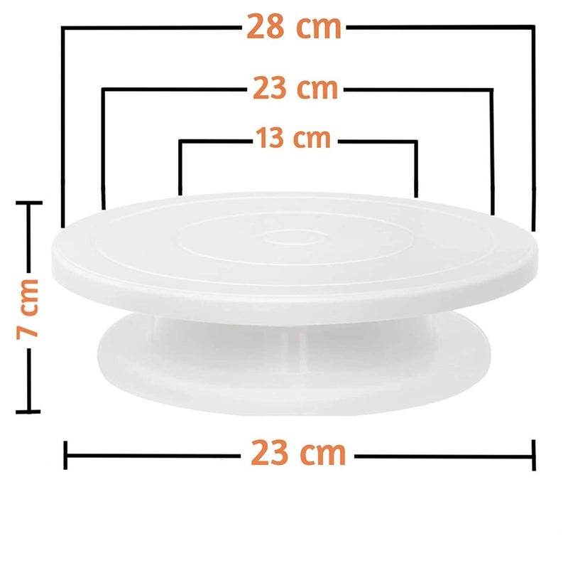 TORIOX Cake Decorating Turntable Stand | Round Easy Rotate 360° Cake Turntable Revolving | White Plastic Cake Stand - Image 4