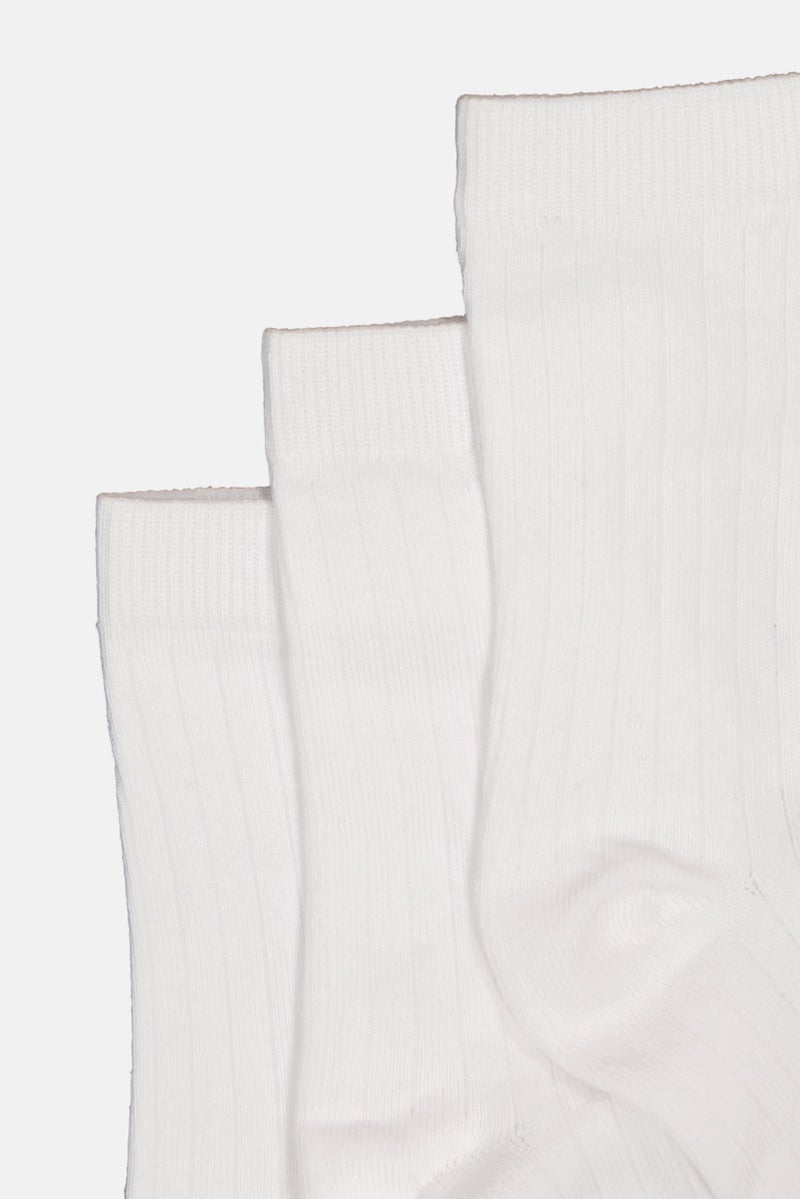 London Fog Kids Boy 5 Pairs Plain Crew Socks, White - Image 3