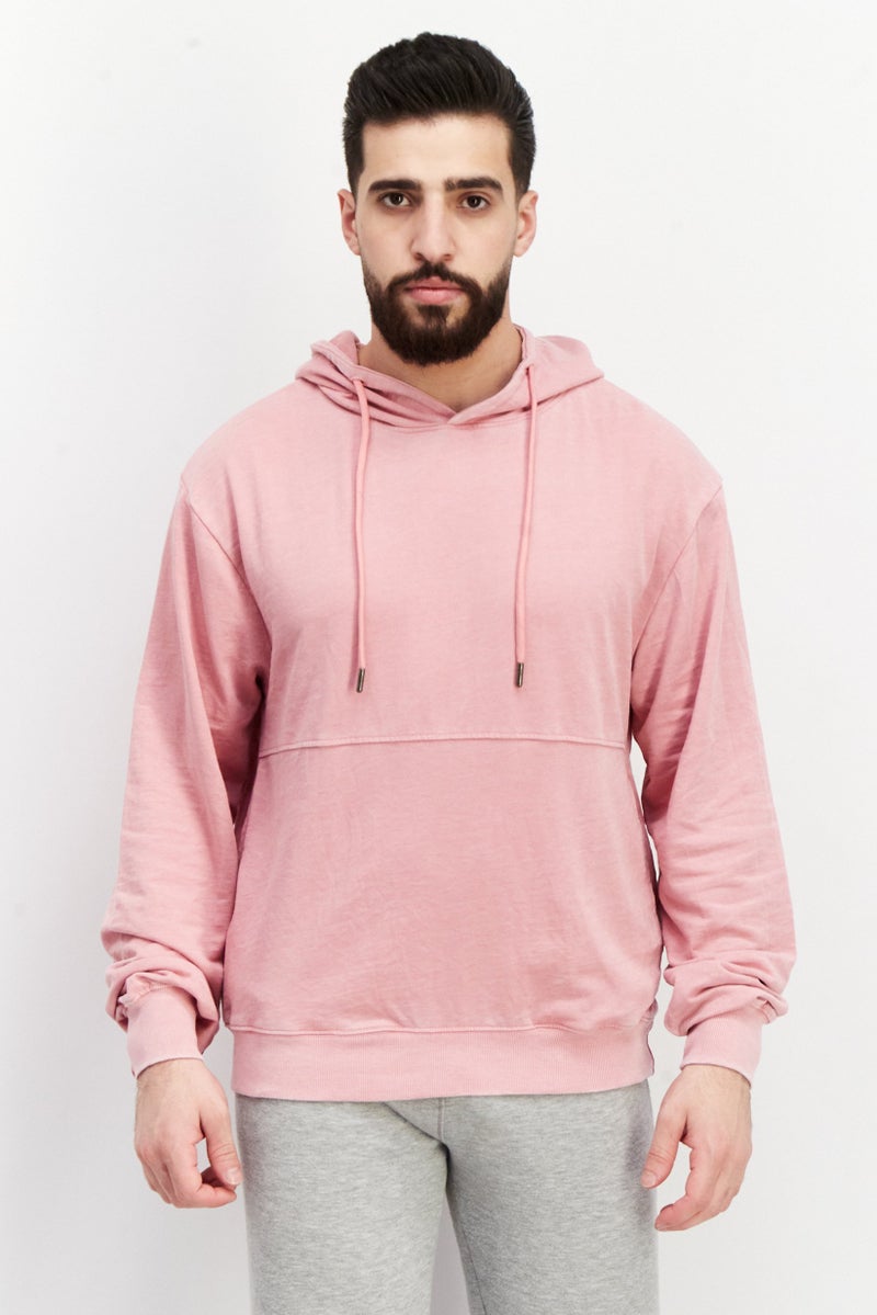 Sovereign Code هودي للرجال مع حبل سحب، سادة، وردي - Image 1