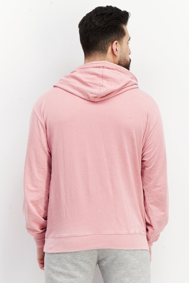 Sovereign Code هودي للرجال مع حبل سحب، سادة، وردي - Image 3