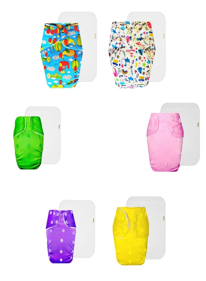 Dumbledo Premium Cloth Diaper with Cotton Insert (Pack of 6) | Snug Fit | Reusable & Washable | Adjustable Snaps | Trusted by Moms | 3 Months - 3 Years | Unisex Baby - Image 1