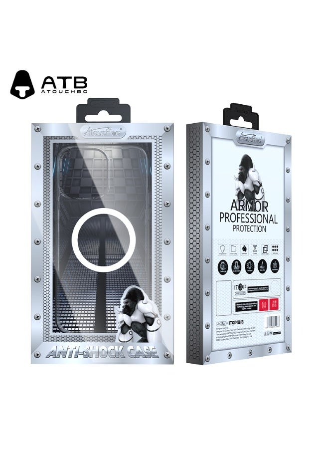 Atouchbo iPhone 14 pro max Clear shockproof case with built-in magnetic ring for car mounts and magnetic holders Elegant lightweight cover with anti-yellowing protection. A premium clear phone case made of soft TPU and hard PC for strong protection against drops, bumps, and scratches. Comes with a magnetic ring holder, allowing perfect compatibility with magnetic car mounts and stands. Anti-yellowing coating keeps the case crystal clear for a long time - Image 3