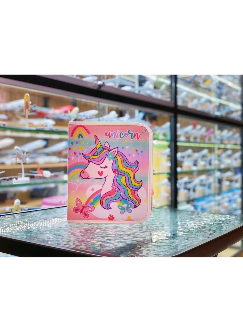 VEST Kids Painting Stationery Set 20×25×3.5cm for Children Graffiti Art Creation Painting Enlightenment Daily Writing Dreamy Unicorn Cartoon Pattern Portable Zipper Full Painting Stationery Gift Box Colored Pencils Creative Markers Pen Multicolour notebook stationery set - Image 5