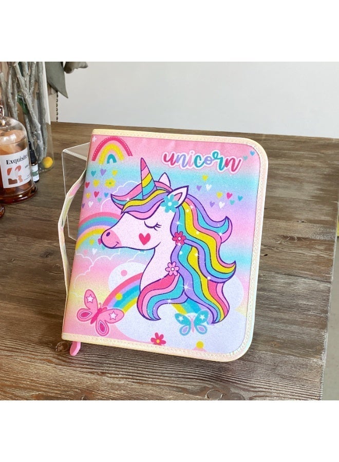 VEST Kids Painting Stationery Set 20×25×3.5cm for Children Graffiti Art Creation Painting Enlightenment Daily Writing Dreamy Unicorn Cartoon Pattern Portable Zipper Full Painting Stationery Gift Box Colored Pencils Creative Markers Pen Multicolour notebook stationery set - Image 4