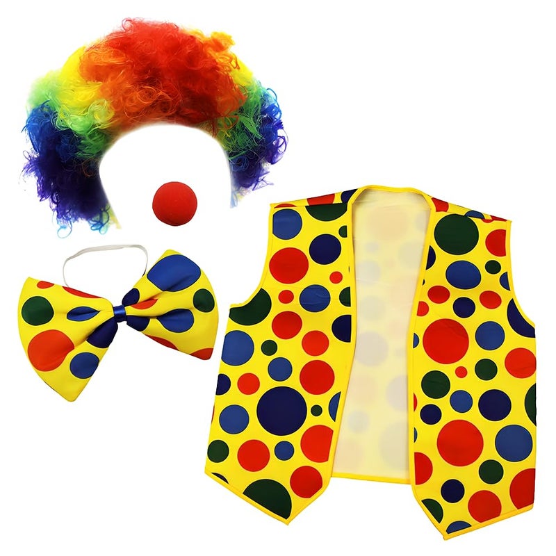 Tigerdoe Clown Costume Set Wig Nose Bow Tie Vest 4Piece DressUp Clown Accessories for Party - Image 3