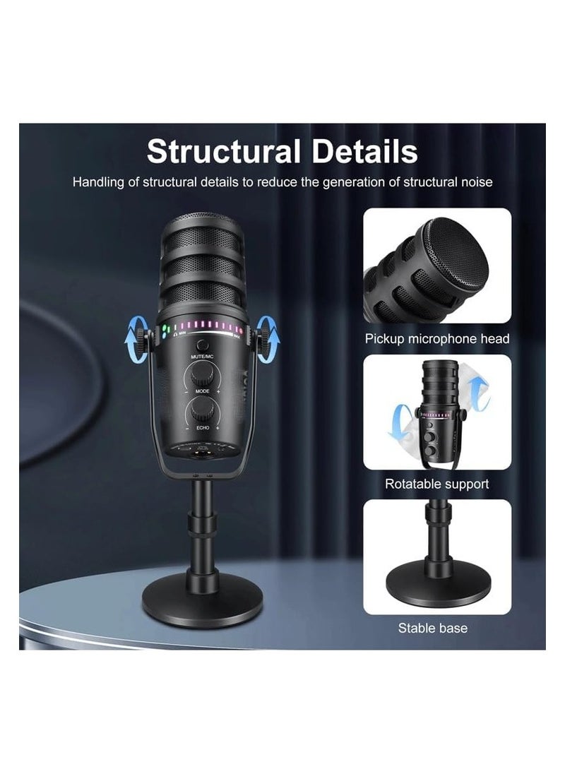 ELTRAZONE - USB/XLR Dynamic Microphone for PC Gaming, Streaming & Recording – KNVBN-555 | RGB Lighting, Real-Time Monitoring, One-Touch Mute, Cardioid Pickup, Studio-Quality Sound for YouTube, Discord, Podcasts - Image 1