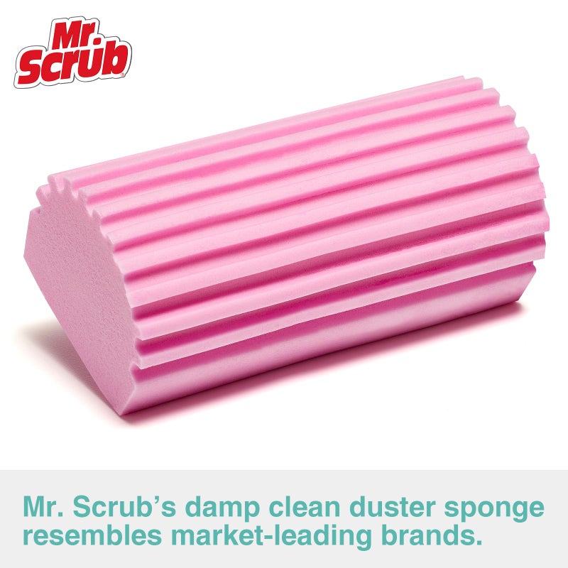 MR. SCRUB 4 Pack Damp Dusting Sponge Duster, Dust Cleaning Sponge, Reusable Household Cleaning Sponge Tool for Blinds, floorboards, Fan Blades, Vents, Glass, Railings, Mirrors(Pink,Green,Yellow,Blue) - Image 2