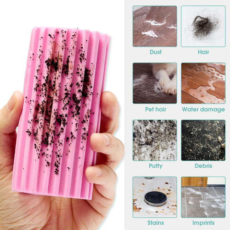 MR. SCRUB 4 Pack Damp Dusting Sponge Duster, Dust Cleaning Sponge, Reusable Household Cleaning Sponge Tool for Blinds, floorboards, Fan Blades, Vents, Glass, Railings, Mirrors(Pink,Green,Yellow,Blue) - Image 3