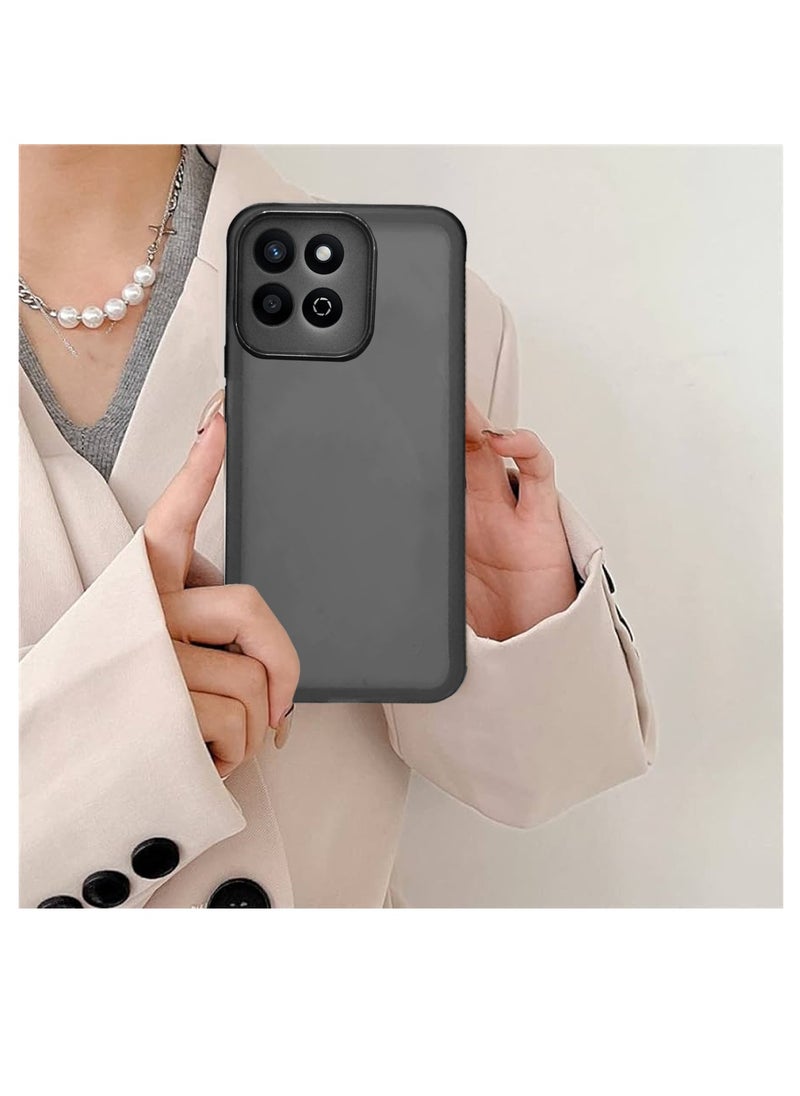 Wtech Honor X7c 4G 2024 Soft Transparent TPU Silicone Ultra Thin Phone Stylish Electroplated Camera Border Back Case Cover - Black  - Image 3
