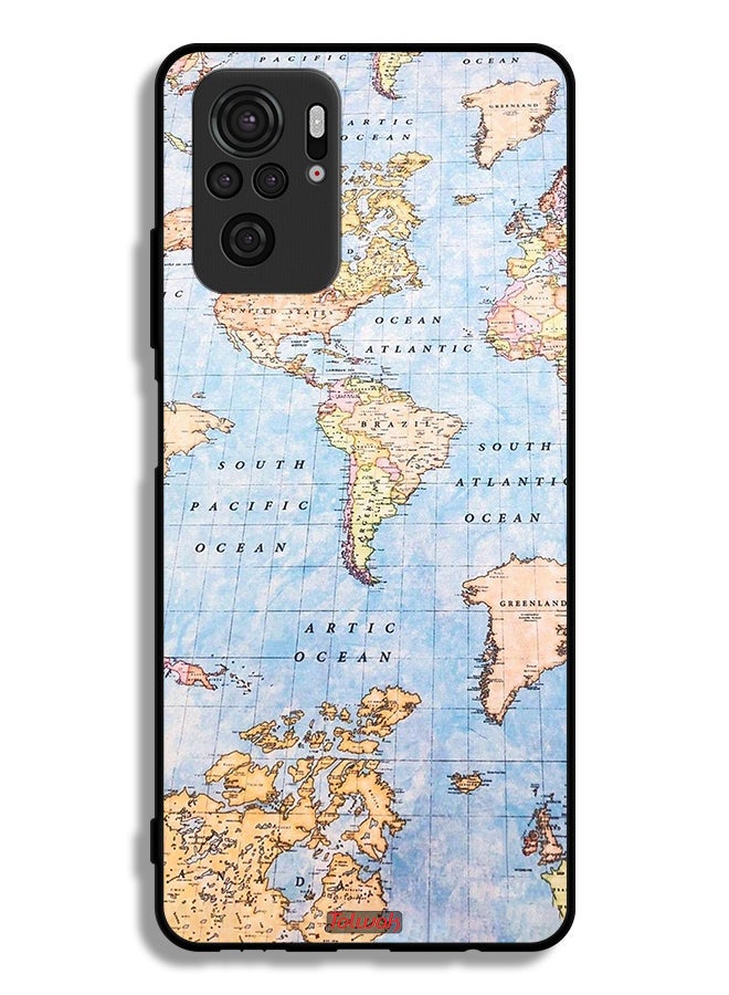 Tolwak Xiaomi Redmi Note 10 4G Protective Case Cover World Map - Image 2