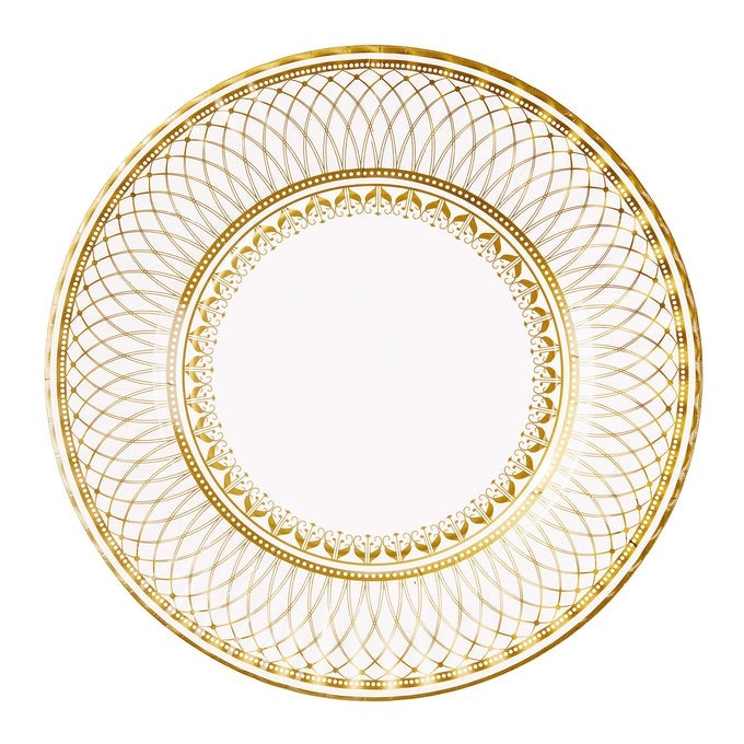 GOLD PARTY DECORATIONS GOLD PAPER PLATES WHITE AND GOLD PLATES GREAT FOR WEDDING BRIDAL SHOWER CHRISTMAS AND BIRTHDAY DECORATIONS LARGE