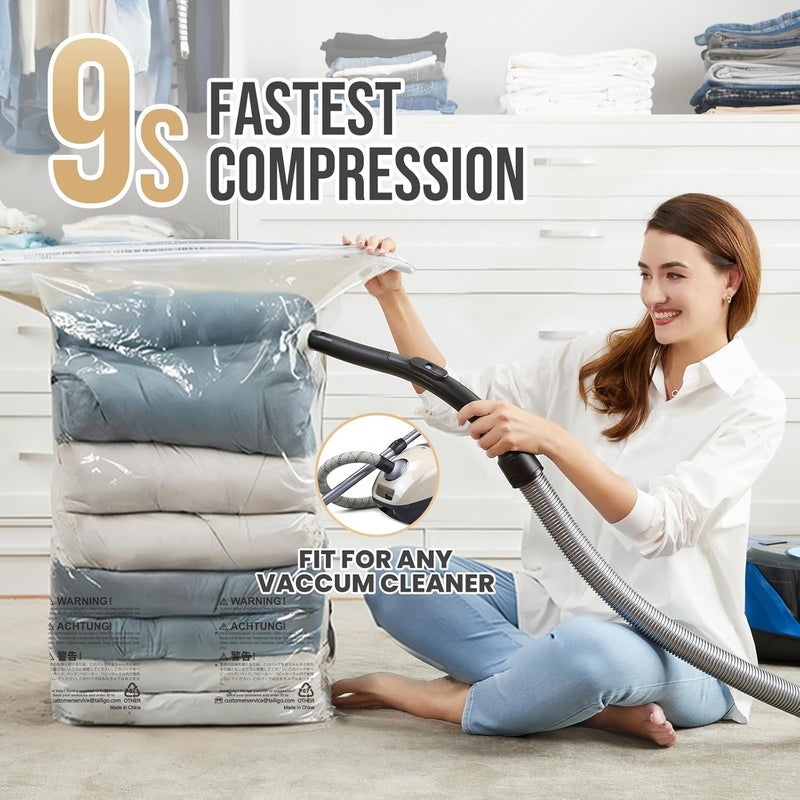 Taili 8 Pack Vacuum Storage Bags, Jumbo Cube (31x40x15 Inch), Extra Large Vacuum Seal Bags for Clothes, Comforters and Blankets, Bedding, Closet Organization, Cream - Image 3