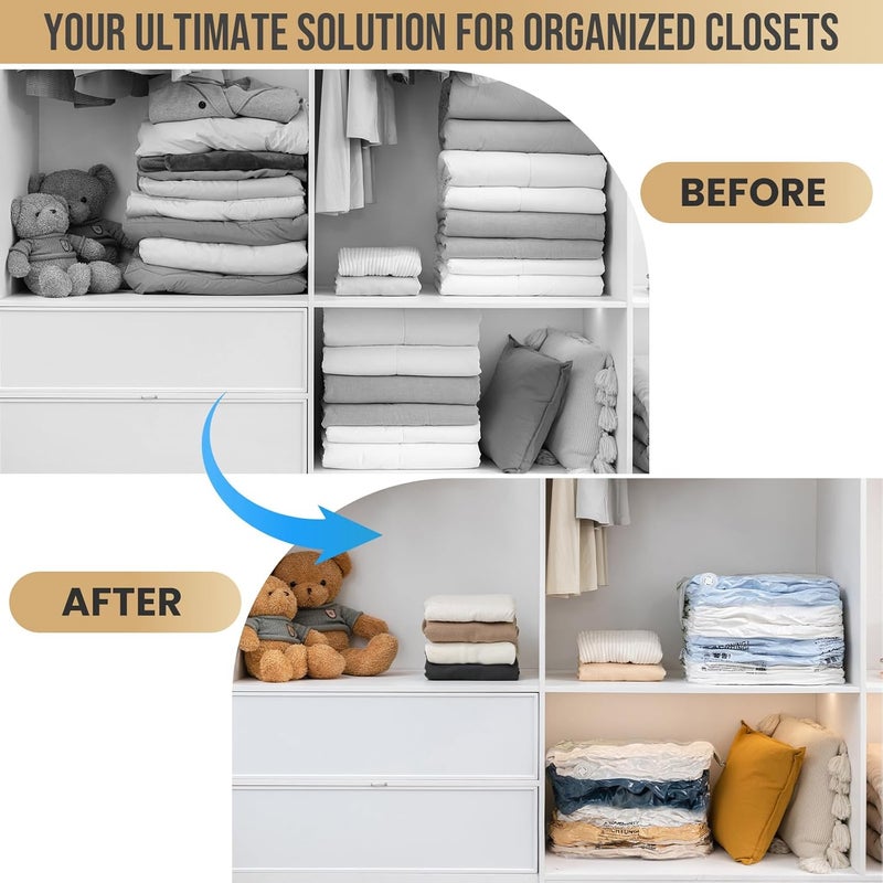 Taili 8 Pack Vacuum Storage Bags, Jumbo Cube (31x40x15 Inch), Extra Large Vacuum Seal Bags for Clothes, Comforters and Blankets, Bedding, Closet Organization, Cream - Image 5