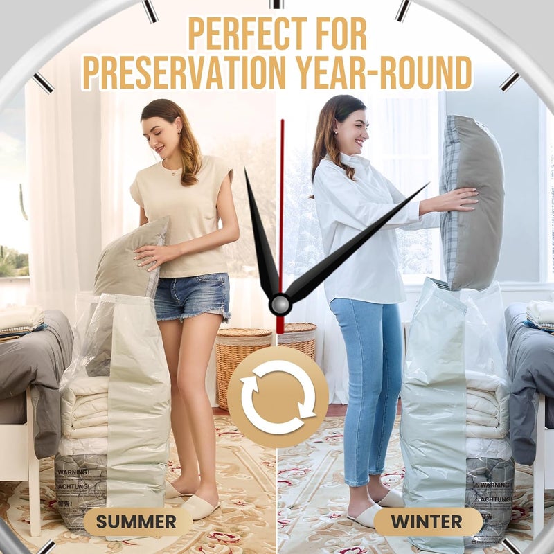 Taili 8 Pack Vacuum Storage Bags, Jumbo Cube (31x40x15 Inch), Extra Large Vacuum Seal Bags for Clothes, Comforters and Blankets, Bedding, Closet Organization, Cream - Image 4