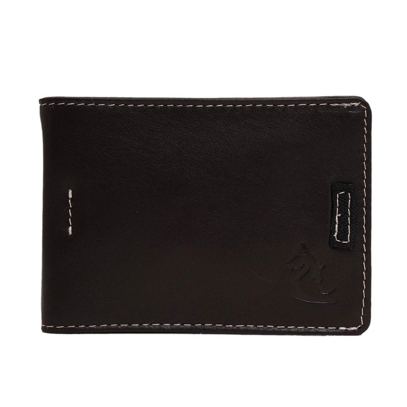 Kara Unisex Brown Leather Money Clipper Wallet with Pull on Strip to Carry Upto 4 Business Card Holder Metal Clip Cash Wallet - Image 1