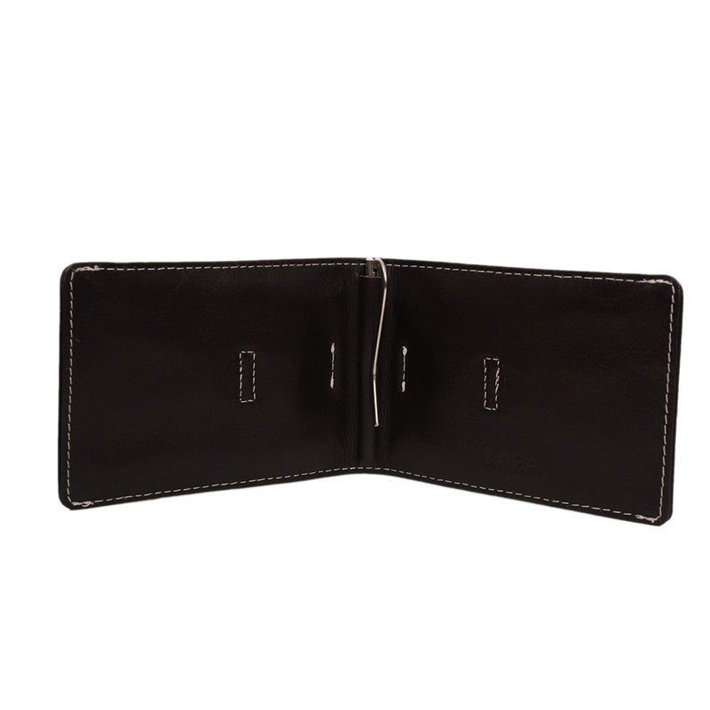 Kara Unisex Brown Leather Money Clipper Wallet with Pull on Strip to Carry Upto 4 Business Card Holder Metal Clip Cash Wallet - Image 4