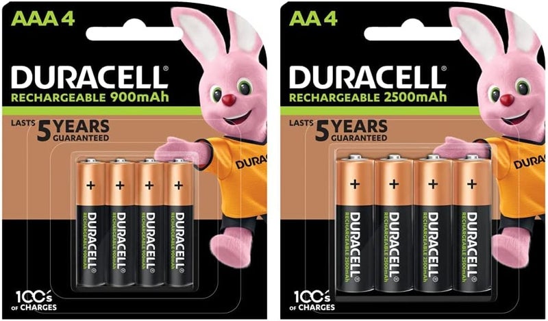 Rechargeable Aaa 4 900Mah & Rechargeable Aa 4 2500Mah, Cooper & Black - Image 1