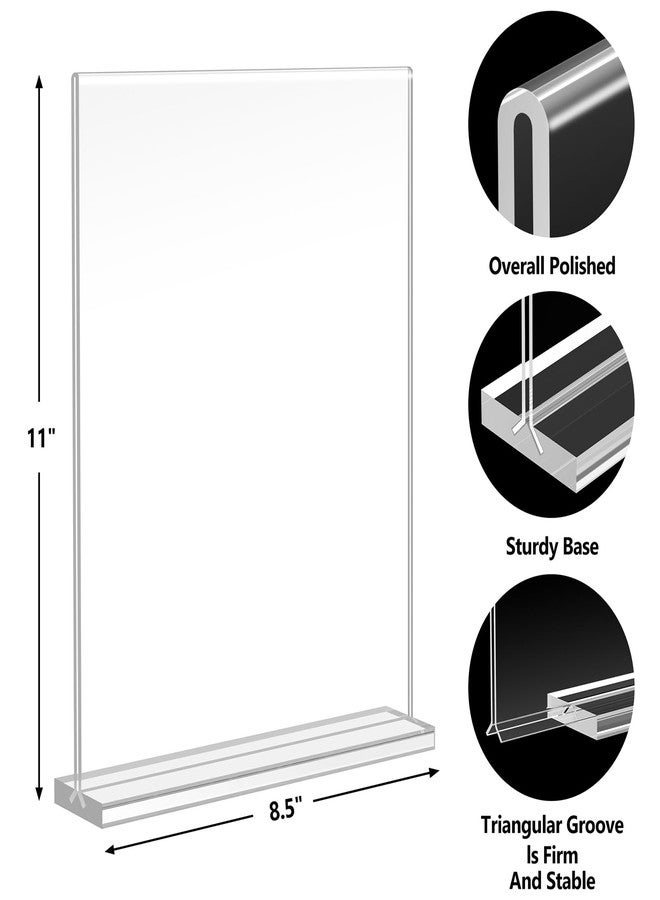 Enayplon Acrylic Sign Holder 8.5 x 11, Double Sided Sign Holder Stand, Plastic Sign Holder 8.5 x 11 Standing, 6 Pack Table Paper Holder, Vertical Menu Flyer Stand, T Shape Table Flyer Holder 8.5 x 11 - Image 3