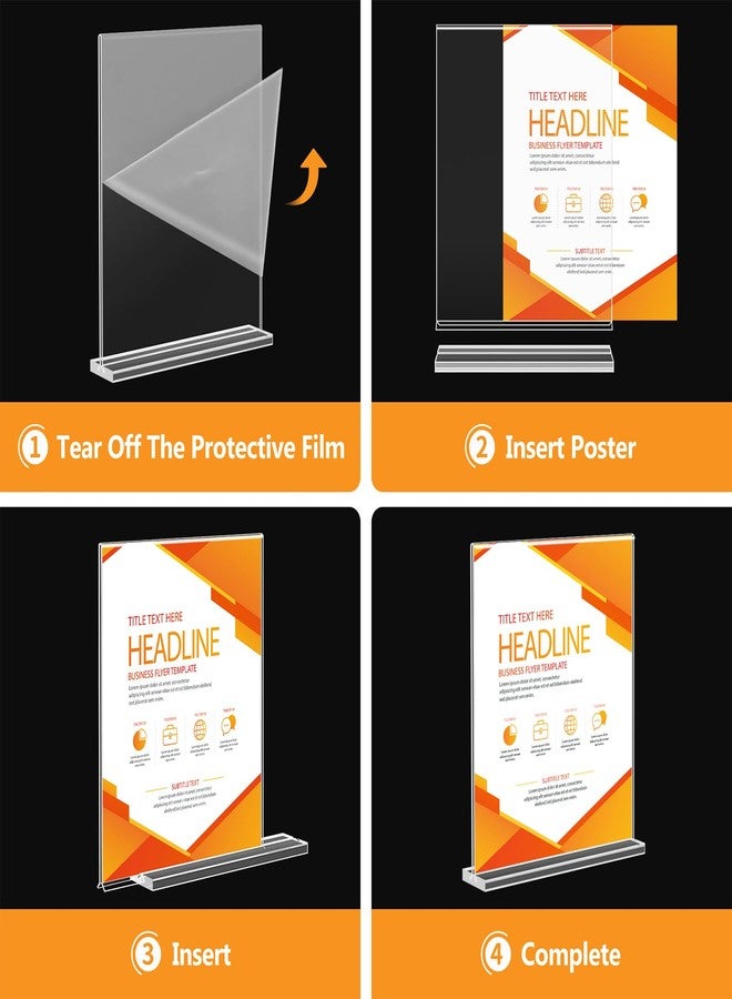 Enayplon Acrylic Sign Holder 8.5 x 11, Double Sided Sign Holder Stand, Plastic Sign Holder 8.5 x 11 Standing, 6 Pack Table Paper Holder, Vertical Menu Flyer Stand, T Shape Table Flyer Holder 8.5 x 11 - Image 4