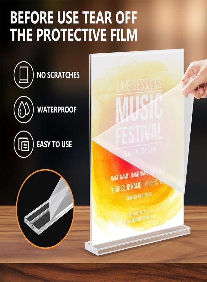 Enayplon Acrylic Sign Holder 8.5 x 11, Double Sided Sign Holder Stand, Plastic Sign Holder 8.5 x 11 Standing, 6 Pack Table Paper Holder, Vertical Menu Flyer Stand, T Shape Table Flyer Holder 8.5 x 11 - Image 5