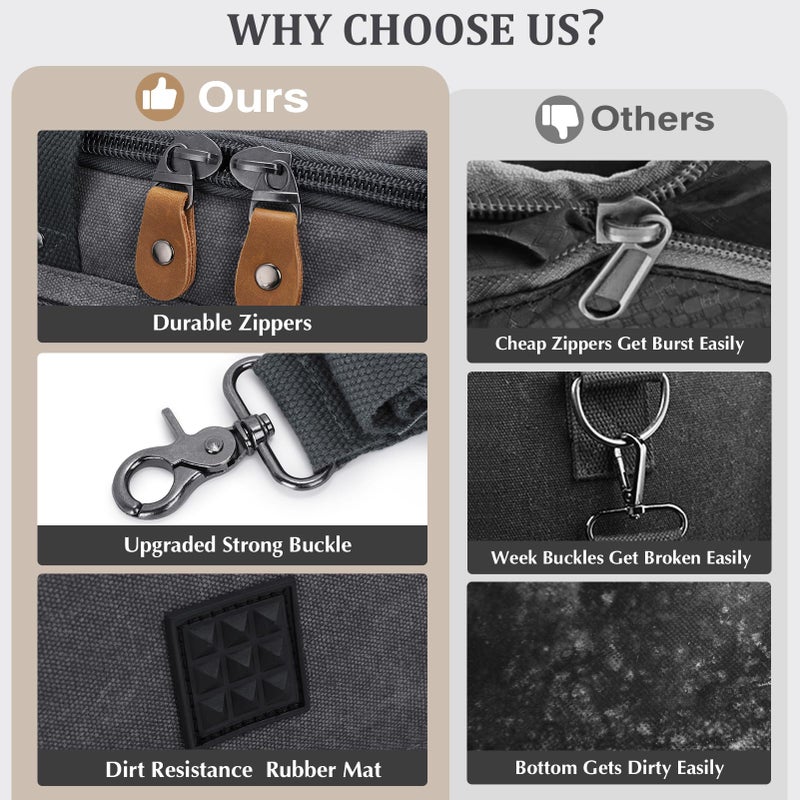 Gonex حقيبة غونكس القماشية للسفر 50 لتر قابلة للتوسيع حقيبة نهاية الأسبوع للرجال (رمادي) - Image 3