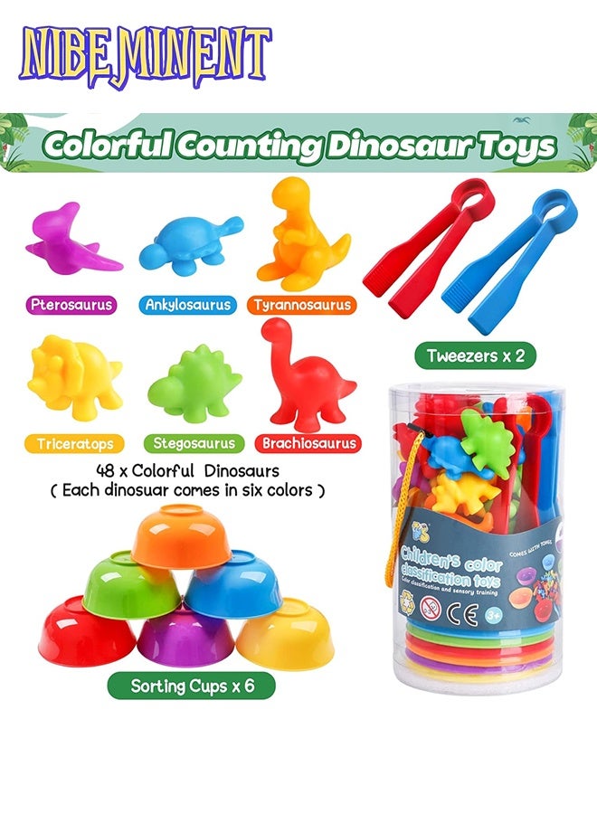 NIBEMINENT Children's Color Classification Toys, Kids Counting Dinosaur Toys, Matching Game with Sorting Bowls for Preschool Learning Color Classification and Sensory Game Set - Image 5